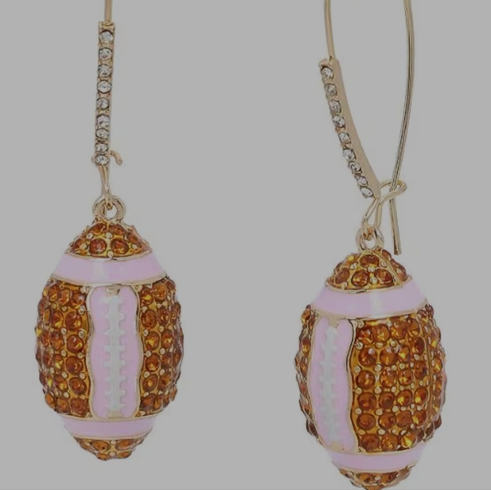 Betsey JohnsonRhinestone Football Dangle Drop Earrings